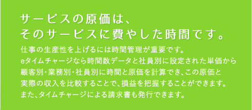 サービスの原価は、そのサービスに費やした時間です。